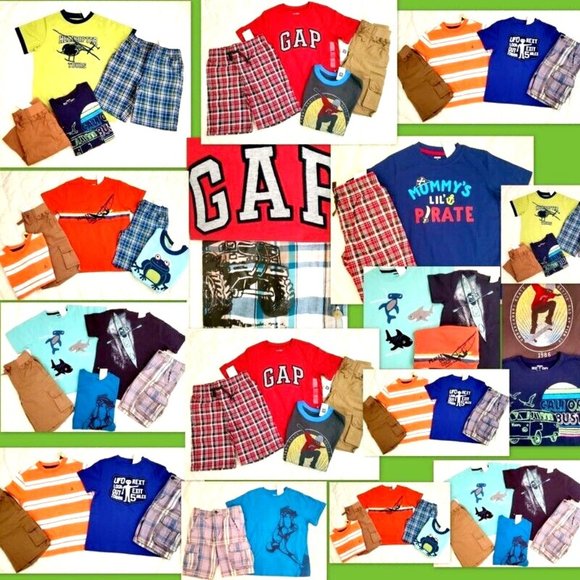 Nwt Gymboree Gap Bundle Boys 5 5T Summer Lot Outfit Shorts set Top Tee Shirt - Picture 1 of 16